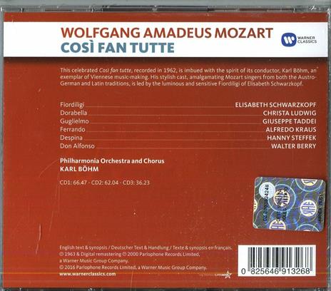 Così fan tutte - CD Audio di Wolfgang Amadeus Mozart,Karl Böhm,Elisabeth Schwarzkopf,Philharmonia Orchestra - 2