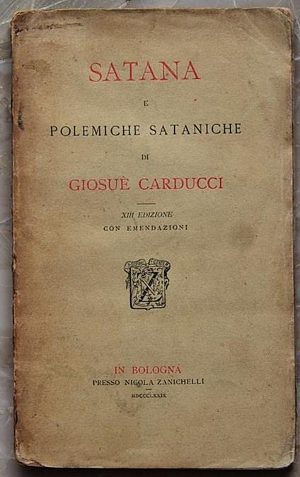Satana E Polemiche Sataniche - Giosuè Carducci - copertina