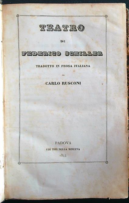 Teatro - Federico Schiller - copertina