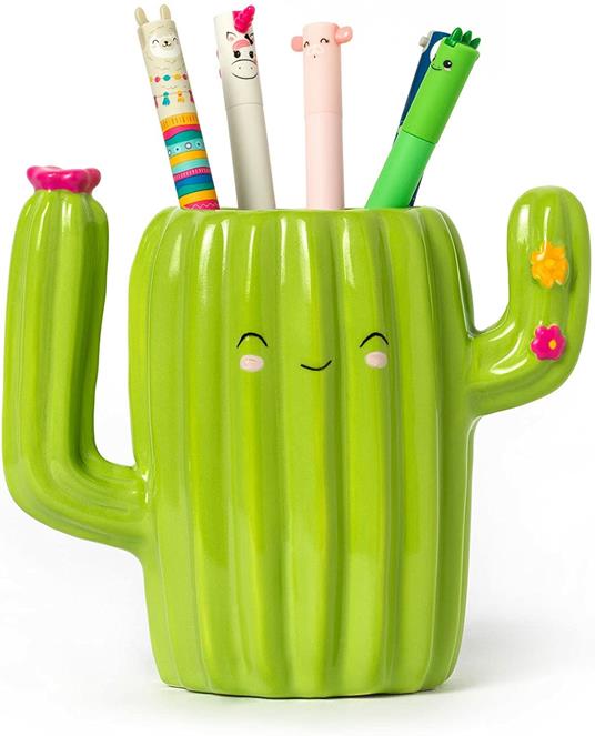 Legami - Portapenne in Ceramica, Desk Friends, 12,5 x 7,5 cm, Tema Cactus, da Scrivania, Dipinti a Mano - 2