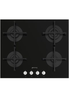 Smeg PV264N Piano Cottura a Gas in Vetro Estetica Selezione 4 Fuochi Griglie in Ghisa 60 cm Nero